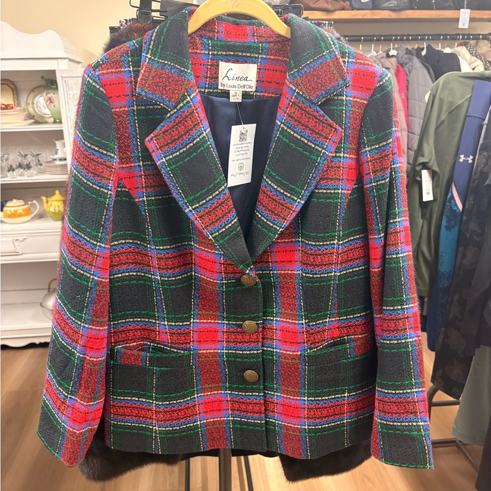 Linea by Louis Dell'Olio Vibrant Plaid Blazer